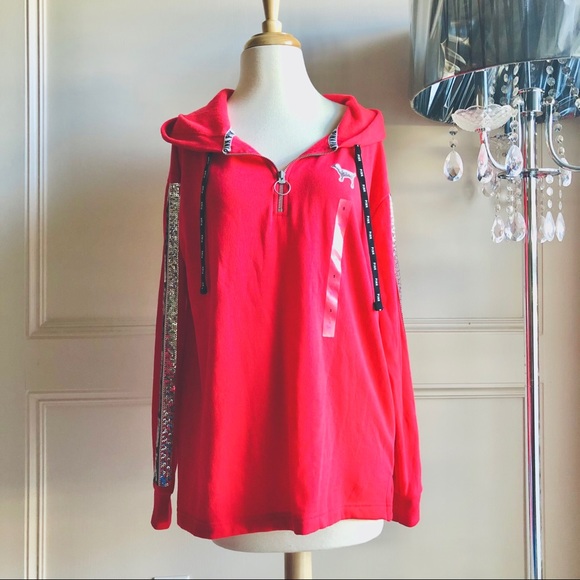 VS PINK BLING SEQUIN PERFECT TUNIC HOODIE PULLOVER - Picture 3 of 14